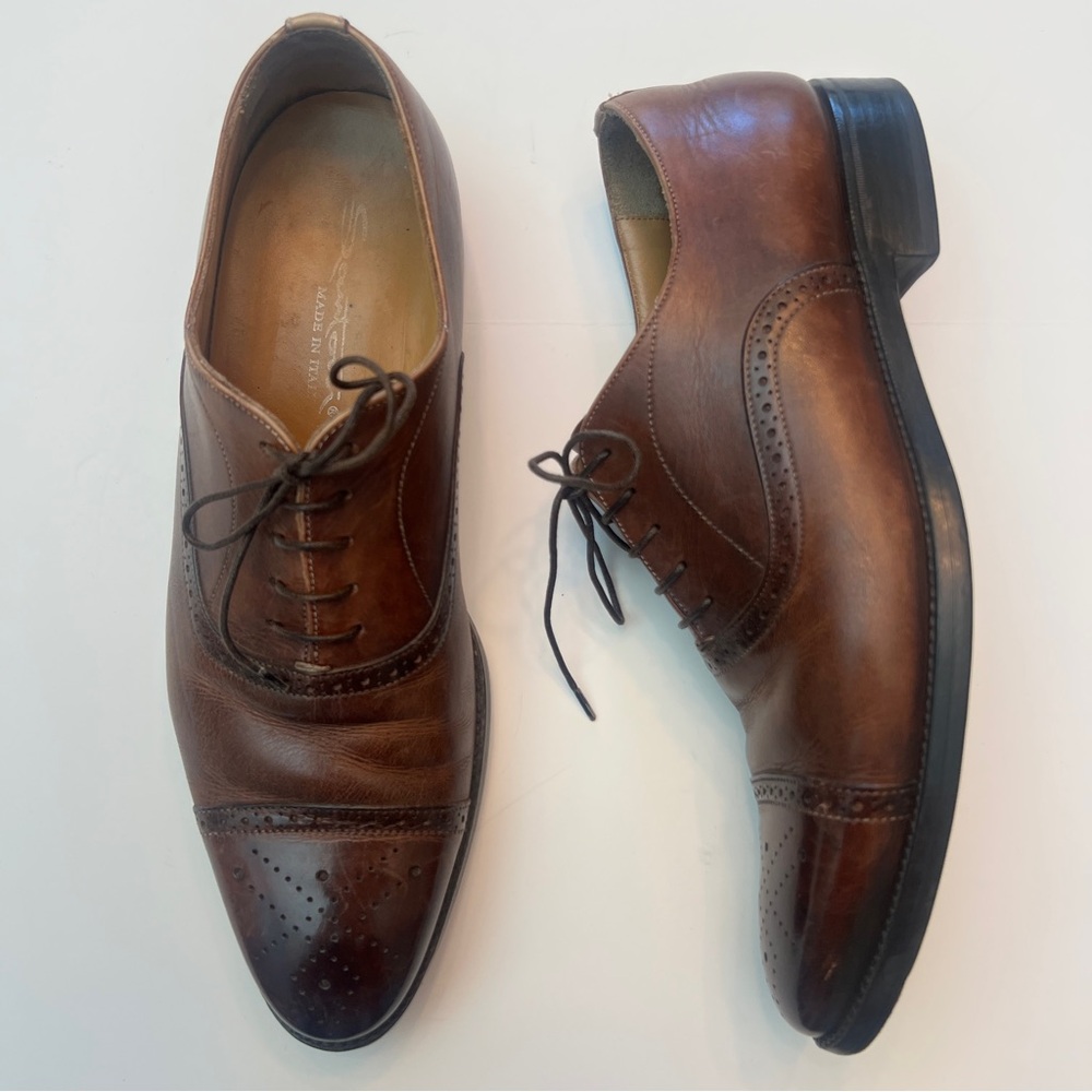 Santoni Cap Toe Lace Up Shoe, Men’s Size 8